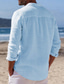 abordables Vacances-Homme Chemise Chemise en lin Chemise d'été Tenue de plage Chemise Boutonnée Uni Vacances Occasionnel Bleu Noir Blanche Rose Claire manche longue Col Rabattu Printemps &amp; Été Vêtement Tenue