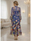 abordables Longueur de cheville-Ligne A Longueur cheville Robe en Dentelle Robe de Mère de Mariée  manche longue Col en V Élégant ancien Luxueux Formel robe demoiselle d honneur Fête de mariage Dentelle Tulle avec Fleurs 3D