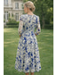 preiswerte Cocktailkleider-A-Linie Knöchellänge Tee-Länge Cocktailkleider Elegant Blumen Dreiviertelarm V Ausschnitt Hochzeit Formell Burnout Samt mit Schleife(n) Falten