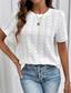 preiswerte Einfarbiges T-Shirt-Damen Spitzentops Spitze Elegant Bohemien Tropisch Kurzarm Rundhalsausschnitt Normale Oberteile Lässig Täglich Ausgehen Weiß Sommer Frühling