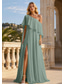 cheap Long Dresses &amp; Gowns-A-Line Floor Length Prom Dresses Elegant Sleeveless One Shoulder Formal Wedding Guest Stretch Chiffon with Ruffles Slit