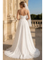 preiswerte Hochzeitskleider-Strandhochzeit Lässige einfache Hochzeitskleider Hochzeitskleider Sheath Spaghettiträger ärmellos Court Train Chiffon Brautkleider mit Falten
