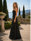 abordables Vestidos Largos &amp; Gowns-Corte A Hasta el Suelo Trajes de gala Elegante Estilo de Celebridad Sin Mangas Sin Tirantes Fiesta de jardin Formal Encaje Crepé elástico con Borla