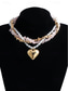 ieftine Colier de damă-Colier stratificat pentru femei cu imitație de perle, pietre roz și mărgele aurii, design elegant cu pandantiv tip choker, pentru purtare zilnică, vacanță, petrecere în grădină și ocazii semi-formale