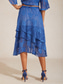 cheap Chiffon Skirts-Women's Elegant Midi Mid Waist Skirts Floral Layered Elastic Waistband Illusion Lace Stretchy Daily Valentine's Day Wedgewood Summer