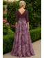 economico Lunghezza del pavimento-Linea ad A Abito Lunghezza al pavimento Abito da invitata a nozze Abito da sera Abito da cerimonia per signora Manica 3/4 Scollo a V Elegante Semplice Abbellito Formale Ospite di nozze Ferie Chiffon