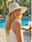 preiswerte Hüte für Damen-Boho-Sonnenhut aus Stroh für Damen – Sommerhut mit breiter Krempe, 3D-Blumendekor, atmungsaktiver Fedora aus gewebtem Polyester für Urlaub und Freizeit &amp;Sonnenschutz, verschiedene Farben