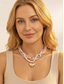 ieftine Colier de damă-Colier stratificat pentru femei cu imitație de perle, pietre roz și mărgele aurii, design elegant cu pandantiv tip choker, pentru purtare zilnică, vacanță, petrecere în grădină și ocazii semi-formale