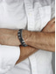 baratos Jóias Masculinas-Sapatos masculinos de couro sintético com fecho magnético &amp;Pulseira de aço inoxidável preta, resistente e elegante, ideal para presentear, levar para a praia ou usar no dia a dia.
