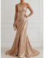 abordables Vestidos de Noche Sirena-Corte Trompeta Sirena Hasta el Suelo Vestidos de noche Elegante Noche de talle imperio Sin Mangas Un Hombro Fiesta de Noche Boda Doblado Jersey con Estampado flor Plisado