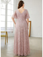 preiswerte Semi-formal / Cocktail-Übergrößenkleid Mutter der Braut Kurvenkleid Elegantes V-Ausschnitt Bodenlang Spitze Kurzarm mit Spitze