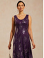 preiswerte Einfaches Kleid-Damen Midikleid Etui-Kleid Elegant Party Einfarbig Ärmellos Rundhalsausschnitt Aubergine