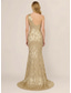 billiga Mermaid kvällsklänningar-Sjöjungfru trumpet Svepsläp Golvlång Kvälls klänningar Elegant Glittriga Semiformella klänningar Ärmlös Enaxlad Kvällsfest Bröllop Jersey med Blomtryck Plisserat Veckad