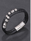 baratos Jóias Masculinas-Sapatos masculinos de couro sintético com fecho magnético &amp;Pulseira de aço inoxidável preta, resistente e elegante, ideal para presentear, levar para a praia ou usar no dia a dia.