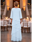 cheap Floor Length-Sheath Column Floor Length Wedding Guest Dress Formal Dresses Evening Gown Mother of the Bride Dress 3/4 Length Sleeve Crew Neck Elegant Formal Chiffon with Ruffles