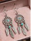 voordelige Damesoorbellen-Dames oorbellen in bohemian dromenvangerstijl, met zilverkleurige veertjes en turkooizen kralen, etnische tribale hangende sieraden voor vakantie en feestdagen. &amp;dagelijkse vrijetijdskleding