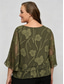 abordables Blusas Sencillas-Mujer Tops de gasa Encaje Multi capa Elegante Manga 3/4 Campana Cuello Barco Tops regulares Diario Invitado a la boda Oliva Primavera, Otoño, Invierno, Verano
