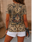 cheap Boho tee-Women's T Shirt Print Floral Graphic Geometric Vintage Stylish Casual Short Sleeve Crew Neck V Neck Round Neck Regular Tops Casual Daily Weekend Brown Green Summer Spring Fall Winter