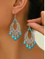 baratos Brinco Feminino-Brincos femininos boêmios de liga metálica com turquesa, estilo statement, modelo oversized com vários estilos, perfeitos para férias na praia, viagens de verão e uso casual no dia a dia.