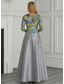 abordables Longueur du plancher-Ligne A Longueur au sol Robe en Dentelle Robe de Mère de Mariée  manche longue Demi Manches Col Bateau Élégant ancien Formel robe demoiselle d honneur Fête de mariage Satin Dentelle avec Fleurs 3D
