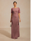 abordables Vestido Sencillo-Mujer Vestido maxi Vestido de una línea vestidos cintura imperio Elegante Mangas anchas Invitado a la boda Fiesta de Cóctel Con Cuentas Brillantes Embellecido Ajuste regular Color sólido Manga Corta