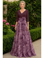 economico Lunghezza del pavimento-Linea ad A Abito Lunghezza al pavimento Abito da invitata a nozze Abito da sera Abito da cerimonia per signora Manica 3/4 Scollo a V Elegante Semplice Abbellito Formale Ospite di nozze Ferie Chiffon