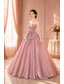 abordables Vestidos Largos &amp; Gowns-Vestido de Gala Corte A Hasta el Suelo Trajes de gala Elegante Fiesta Princesa Sin Mangas Sin Tirantes Fiesta de baile Fiesta de Noche Organdí Sin espalda con Plisado