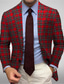 preiswerte Blazer &amp; Jacke-Herren Blazerjacke Sport Jacke Notch-Kragen Mode Karomuster Blazer Rote Standard Passform Einreihig Ein-Knopf
