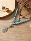 cheap Women's Necklace-Women's Bohemian Layered Necklace with Turquoise Beads, Silver Chain, Feather &amp; Flower Pendant, Faux Suede Strap, Casual and Vacation