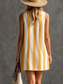 cheap Stripe&amp;Geometric Dress-Women's Mini Dress Shift Dress Summer Dress Off The Shoulder Dress Vacation Party Casual Daily Home Outdoor Loose Fit Geometric Striped Sleeveless Crew Neck Yellow Pink Khaki Summer Spring Fall Winter