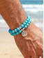abordables Joyas para hombres-Conjunto de pulseras boho turquesas para hombre - 2 pulseras con dije de árbol de la vida y cuentas, aleación étnica &amp;Joyería apilable de piedra natural para viajes y vacaciones. &amp;ropa informal de uso