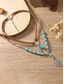 cheap Women's Necklace-Women's Bohemian Layered Necklace with Turquoise Beads, Silver Chain, Feather &amp; Flower Pendant, Faux Suede Strap, Casual and Vacation
