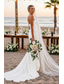 baratos Vestidos de Casamento-Vestidos de noiva Sereia Sem Alças Sem Manga Cauda Corte Cetim Vestidos de noiva Com Laço(s)