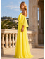 cheap Long Dresses &amp; Gowns-A-Line Floor Length Prom Dresses Elegant Sleeveless One Shoulder Formal Wedding Guest Stretch Chiffon with Ruffles Slit