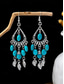 baratos Brinco Feminino-Brincos femininos boêmios de liga metálica com turquesa, estilo statement, modelo oversized com vários estilos, perfeitos para férias na praia, viagens de verão e uso casual no dia a dia.