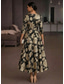 preiswerte Cocktailkleider-A-Linie Knöchellänge Abendkleid Cocktailkleider Elegant Blumen Dreiviertelarm V Ausschnitt Hochzeit Formell Jacquard Tiefer Wasserfall-Rückenausschnitt mit Falten