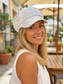 cheap Women's Hats-Sequin Starburst Summer Newsboy Cap for Women, Breathable Mesh &amp; Linen Mix, Resort &amp; Travel Flat Hat, Champagne Gold Beige/White/Black, Elegant Ladies Headwear