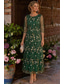 preiswerte Mamas Kleidersets-Zweiteilig A-Linie Knöchellänge Brautmutterkleid Dreiviertelarm Rundhalsausschnitt Elegant Einfach luxuriös Formell Hochzeitsgast Chiffon Spitze Jackenkleider mit Rüschen Stufen Stickerei