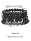 abordables Bijoux pour hommes-Ensemble de 4 bracelets pour homme en pierre naturelle, noirs superposés &amp;Bracelets en perles grises, pierres de lave et perles à finition mate, bijoux décontractés d'été pour les vacances, les