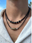 abordables Bijoux pour hommes-Ensemble collier et bracelet bohème pour homme, bijoux en cuir noir ornés de perles et de détails en métal vieilli, accessoire décontracté idéal pour l'été, parfait pour les vacances, les festivals et