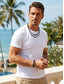 abordables Bijoux pour hommes-Ensemble collier et bracelet bohème pour homme, bijoux en cuir noir ornés de perles et de détails en métal vieilli, accessoire décontracté idéal pour l'été, parfait pour les vacances, les festivals et