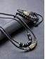abordables Bijoux pour hommes-Ensemble collier et bracelet bohème pour homme, bijoux en cuir noir ornés de perles et de détails en métal vieilli, accessoire décontracté idéal pour l'été, parfait pour les vacances, les festivals et