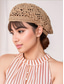abordables Chapeaux pour femmes-Béret bohème en crochet pour femme, bonnet d'été léger et respirant en mélange de coton et lin, disponible en plusieurs couleurs, idéal pour les vacances, la plage et le quotidien.