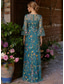 abordables Longueur du plancher-Fourreau Colonne Robe Longueur au sol Robe de Mère de Mariée  Manche 3/4 Col en V Élégant Occasionnel Mariage dans un jardin Formel robe demoiselle d honneur Tulle mousseline de satin spandex avec