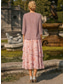ieftine Seturi de rochii pentru mama-Două Piese Linia -A Lungimea ceaiului Rochie pentru invitata de nunta Rochie Mama Miresei Fără manșon Lungime Manșon 3/4 Stil Nautic Elegant Simplu minimalist Oficial Semi formal Șifon Jaquard cu