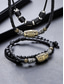 abordables Bijoux pour hommes-Ensemble collier et bracelet bohème pour homme, bijoux en cuir noir ornés de perles et de détails en métal vieilli, accessoire décontracté idéal pour l'été, parfait pour les vacances, les festivals et