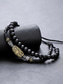 abordables Bijoux pour hommes-Ensemble collier et bracelet bohème pour homme, bijoux en cuir noir ornés de perles et de détails en métal vieilli, accessoire décontracté idéal pour l'été, parfait pour les vacances, les festivals et