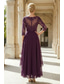 abordables Longueur de cheville-Ligne A Longueur cheville Robe de Soirée Robe de Cocktail Robe d'invité de mariage Robe de Mère de Mariée  Manche 3/4 Bijoux Élégant Grande taille robe demoiselle d honneur Fête de mariage Chiffon