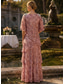 cheap Floor Length-A-Line Floor Length Mother of the Bride Dress Short Sleeve Half Sleeve Bateau Neck Elegant Formal Wedding Guest Lace with Crystals Ruffles Draping