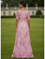 economico Lunghezza del pavimento-Linea ad A Abito Lunghezza al pavimento Vestito maxi Vestito da Festa Abito da Cocktail Abito da cerimonia per signora Manica Corta Scollo profondo Elegante Vintage Lussuoso Formale Ospite di nozze